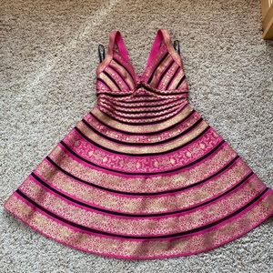 Pink and gold bandage dress